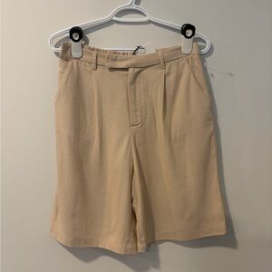 Love Tree Women's High Waist Tan Linen Blend Shorts NWT!